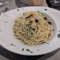 Spaghetti with olive oil, garlic and chilli at Portobello in Lanzarote