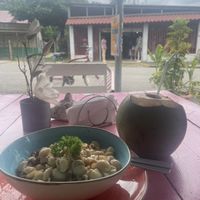 Pasta with olive and sundried tomato at Pico Feliz in Samara