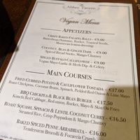 vegan menu (1) at Abbey Tavern in Howth