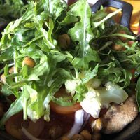 flatbread with crispy chickpeas, tomato sauce and rocket at Abbey Tavern in Howth