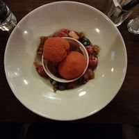 'Frozen berries' on the menu (so so good!) at Abbey Tavern in Howth