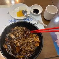 Vegan jajangmyeon (noodles with black bean sauce) at Jin Mi - 진미 in Jeonju