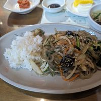 Japchae with rice! Also comes with soup (not in photo) at Jin Mi - 진미 in Jeonju