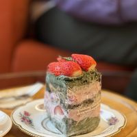 Harmonized flavor. All flavors are layered well. Mugwort cake sheet and mugwort cream, Strawberry and strawberry cream, fresh strawberry and cake sheet.  at Cafe La Moire in Jeonju