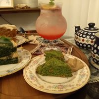 Cakes, scones, and tea. at Cafe La Moire in Jeonju