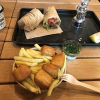 Wrap plus vish and chips.    at Swing Kitchen - Laupenstraße in Bern