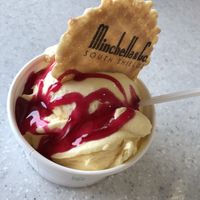 Peach ice cream  at Minchella & Co - Sea Road in South Shields