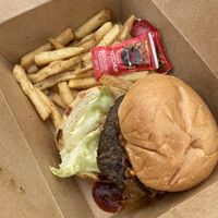 Giddy up Burger with a side of fries  at Tasty Harmony in Fort Collins