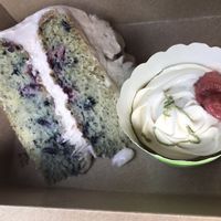 Very berry cake slice and strawberry limeade cupcake   at Tasty Harmony in Fort Collins