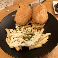 Oyster po boy with garlic fries  at Tasty Harmony in Fort Collins