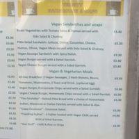 Vegan main options  at Trinity Bakehouse in Wakefield