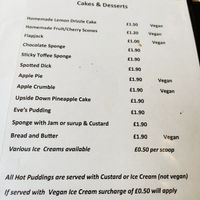 Pudding menu at Trinity Bakehouse in Wakefield