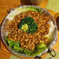 Tofu with mushrooms at A Lotus on the Water 清水荷花 - 文殊坊店 in Chengdu
