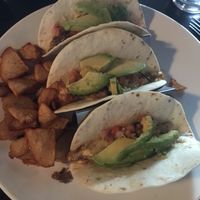 Breakfast tacos with vegan cheese at Rowley Inn in Cleveland