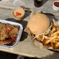 Jackfruit burger & katsu bites at Tempest Inn in Brighton