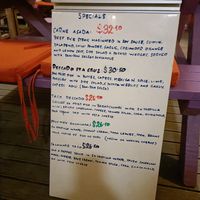 Specials Board at La Casita in Rarotonga