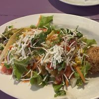 Tacos with tofu, vegan cheese and ‘sour cream’ (really coconut yoghurt or cream)  at La Casita in Rarotonga