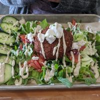 Falafel burger bowl at Grandeur in Oakland