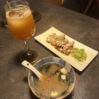 Miso soup and potato wedges (amazing!!)  at Kusa Japanese Vegan- Bukit Bintang in Kuala Lumpur