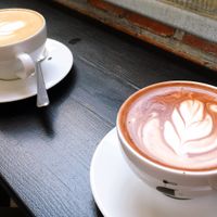 latte & hot cocoa at Drukarnia in Gdansk