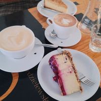 vegan cake in front at Drukarnia in Gdansk