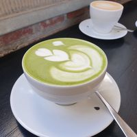 Matcha with pea milk at Drukarnia in Gdansk