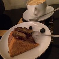 Cake, latte  at Drukarnia in Gdansk