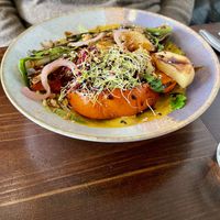 Another plat de la semaine (dish of the week) with roasted squash and other veg in a tamarind sauce.   at Monkey Mood in Bordeaux