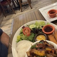 Pumpkin, tofu and eggplant dinner combo   at Thai Vegan in Greer