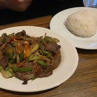 Garlic pepper with steak at Thai Vegan in Greer