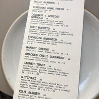 Menu at Public Records in Brooklyn