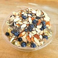 Matcha chia bowl toppings (no honey) at Palm Acai Cafe in Berkeley