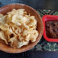 emping with peanut sauce at Warung Adinda in Hilversum