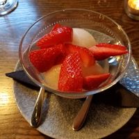 lemon sorbet with strawberries at Kilchrenan Inn in Taynuilt
