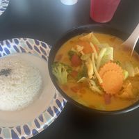 Pineapple curry with tofu   at Sassy Express in Tillamook
