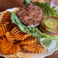 Vegetarian burger with sweet potato fries   at Bryce Canyon Pines in Bryce Canyon City