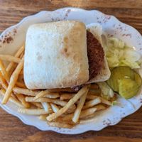 Vegetarian Burger (with no tomato) at Bryce Canyon Pines in Bryce Canyon City