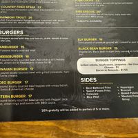 Menu  at Bryce Canyon Pines in Bryce Canyon City