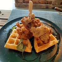 Chicken waffles at Vegan Junkie in Phuket