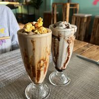 Salted caramel shake and mint chocolate shake  at Vegan Junkie in Phuket