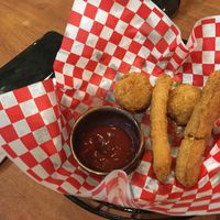 Mac n cheese bites and chicken strips (we’d half eaten them!) at Vegan Junkie in Phuket