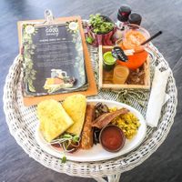 Vegan Booty Breakfast and morning drinks trio at Vegan Junkie in Phuket