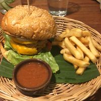 Double burger at Vegan Junkie in Phuket
