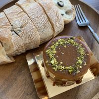 olive ciabatta and vegan cheese cake  at For Four Bread 포포브레드 in Seoul