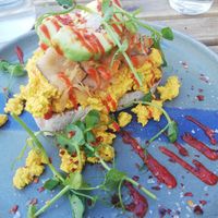 Kimchi and scramble on sourdough at HBW Coffee in Stirling