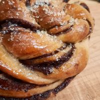 À close up of the beautiful chocolate babka at HBW Coffee in Stirling