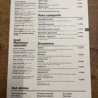 Menú  at Rawcoco in Gijon