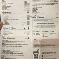 Menu  at Rawcoco - Fernando el Santo in Madrid