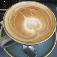 Café mediano con leche de soja. at Tomo Cafè in Dusseldorf