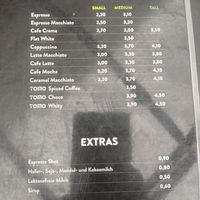 Carta de cafés. Tb hay smoothies y frappés. at Tomo Cafè in Dusseldorf